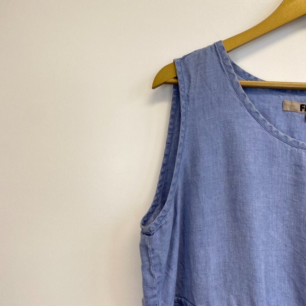 Flax 100% Linen Blue Sleeveless Top - Picture 4 of 11